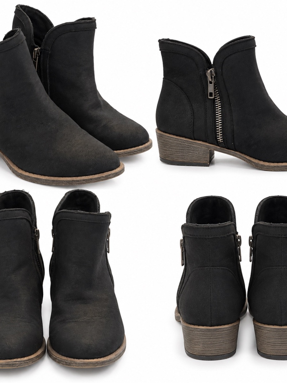 Very G Black Side-Zip Low Heel Ankle Booties